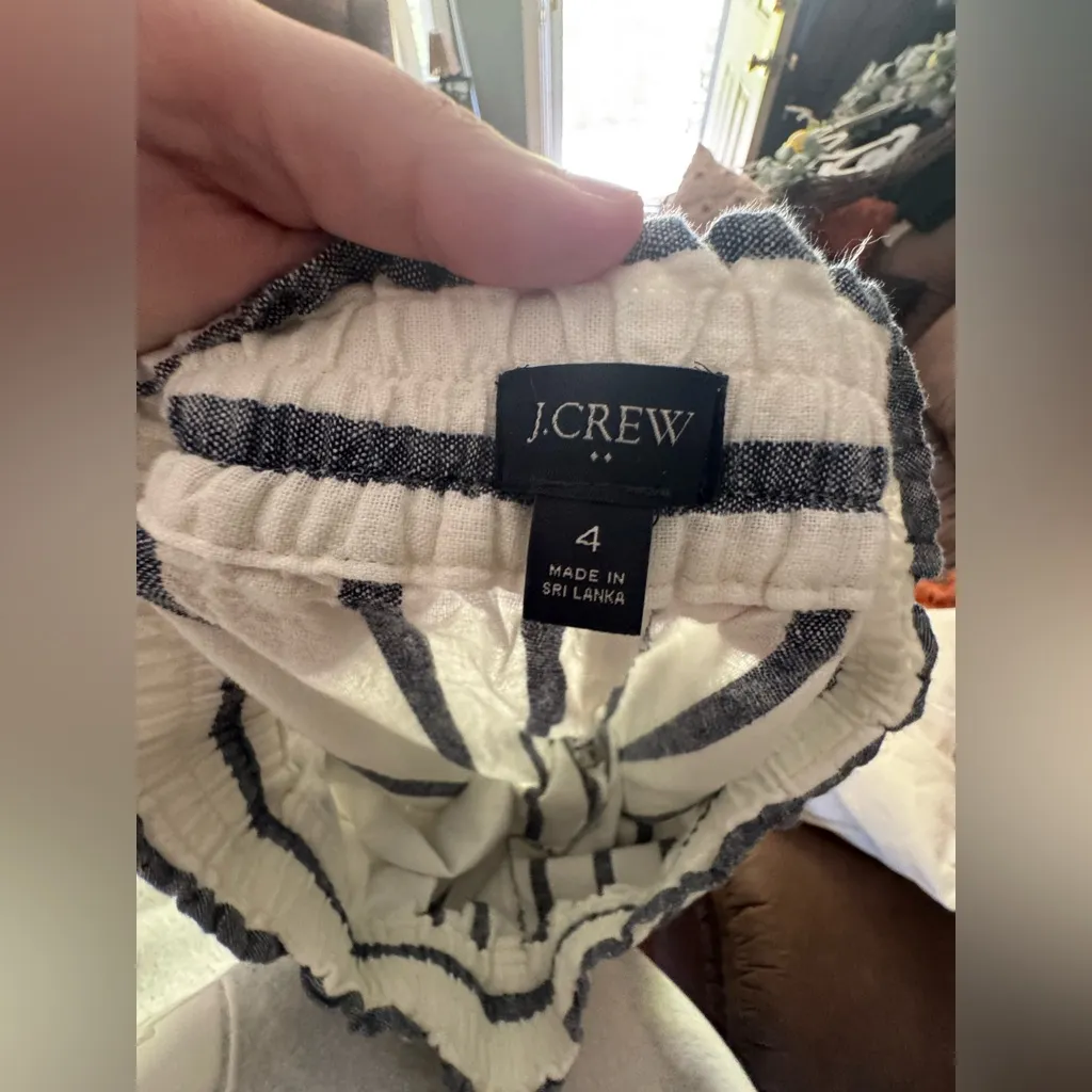 J. Crew Striped linen-cotton blend wide-leg paper-bag pant - Image 3