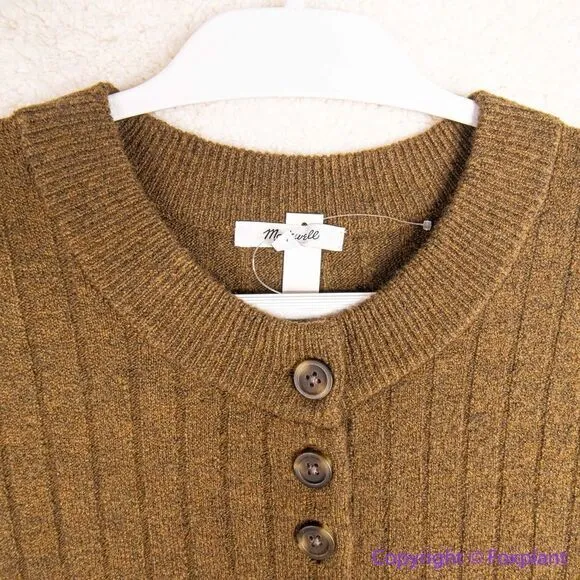NEW Madewell plus Bowden Henley Sweater in Coziest Yarn, brown, ‎ plus 3X - Image 7
