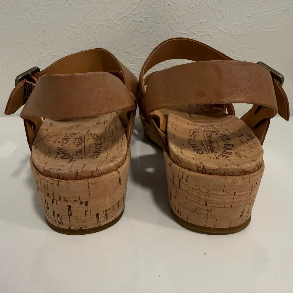 Kork-Ease Myrna 2.0 Ankle Strap Wedge Sandals Golden Brown Leather Size 10 EUC - Image 5