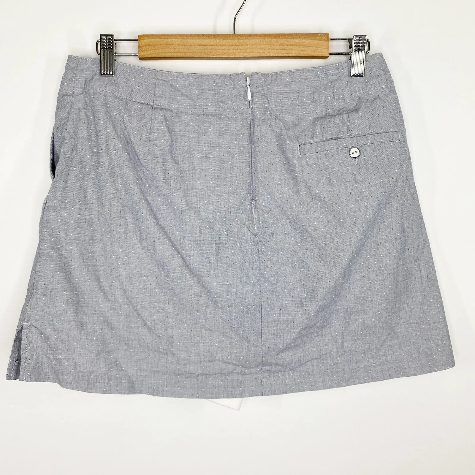 Lady Higgins Casual Skirt Woven Gray Blue Skort Lined Mini Womens Size 8 - Image 2