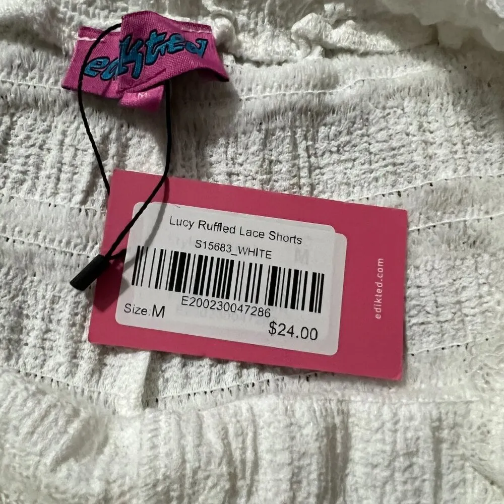 Edikted NWT  lucy ruffle lace shorts M - Image 5