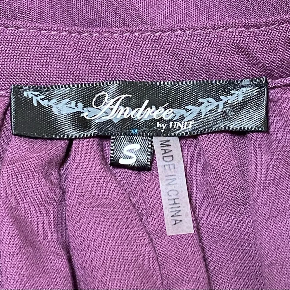 Andree by Unit Purple Embroidered Boho Peasant Dress Floral Small - Image 5