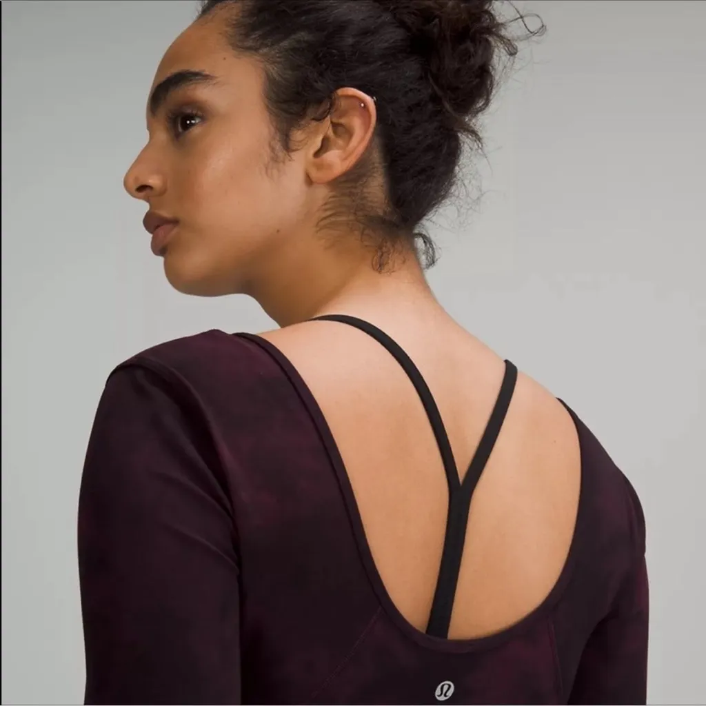 Lululemon Align Cropped Long Sleeve Shirt in Diamond Dye Cassis Black - Image 5