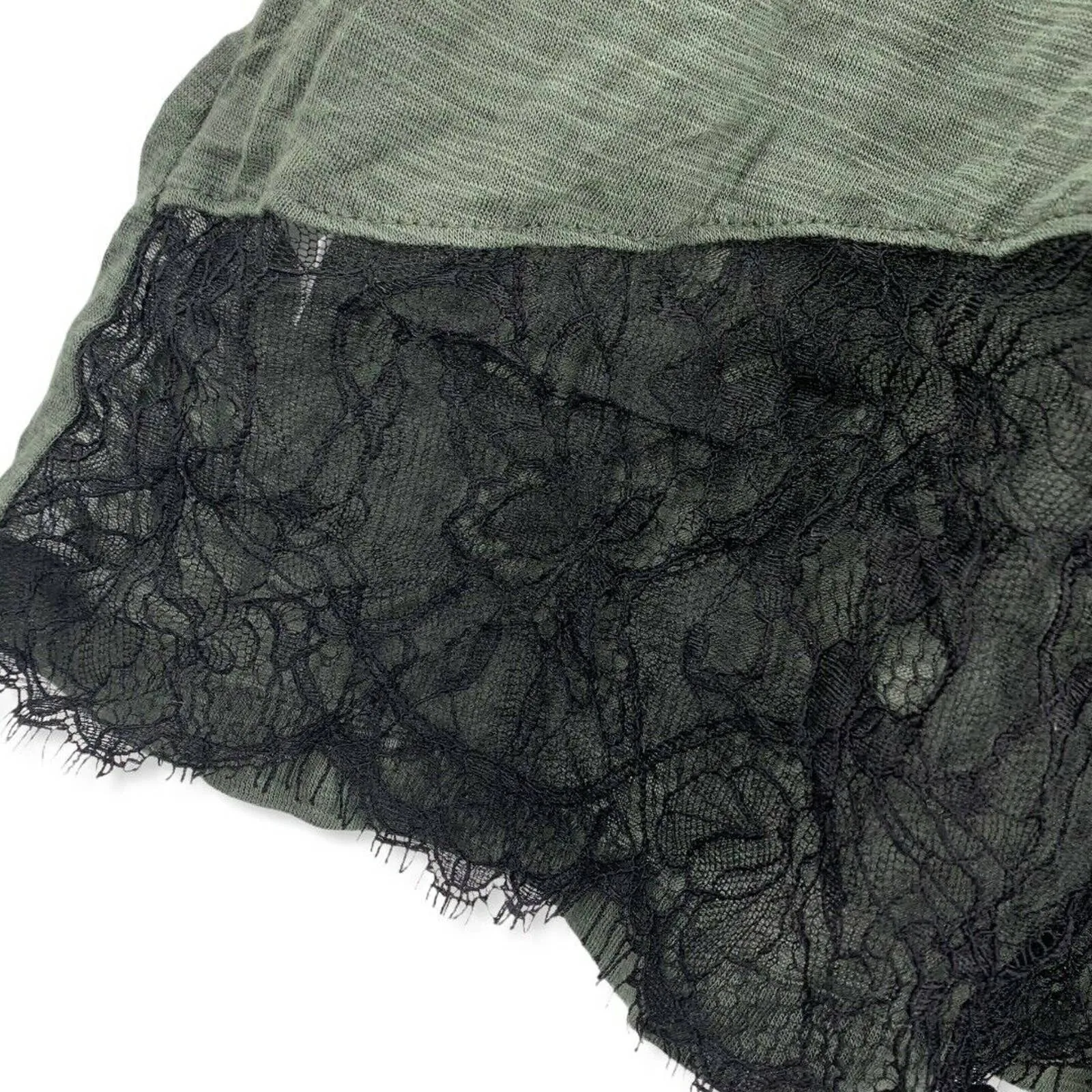 Blue Life Green Lace Bottom Trim Roll Tab Sleeve‎ M - Image 3