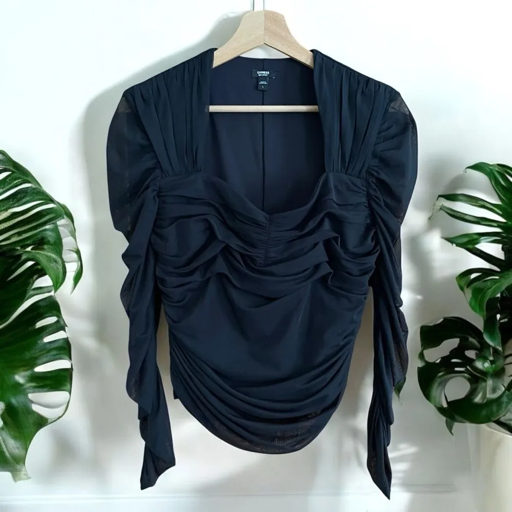 EXPRESS Body Contour Mesh Crop Top With Removable Cups - Image 5