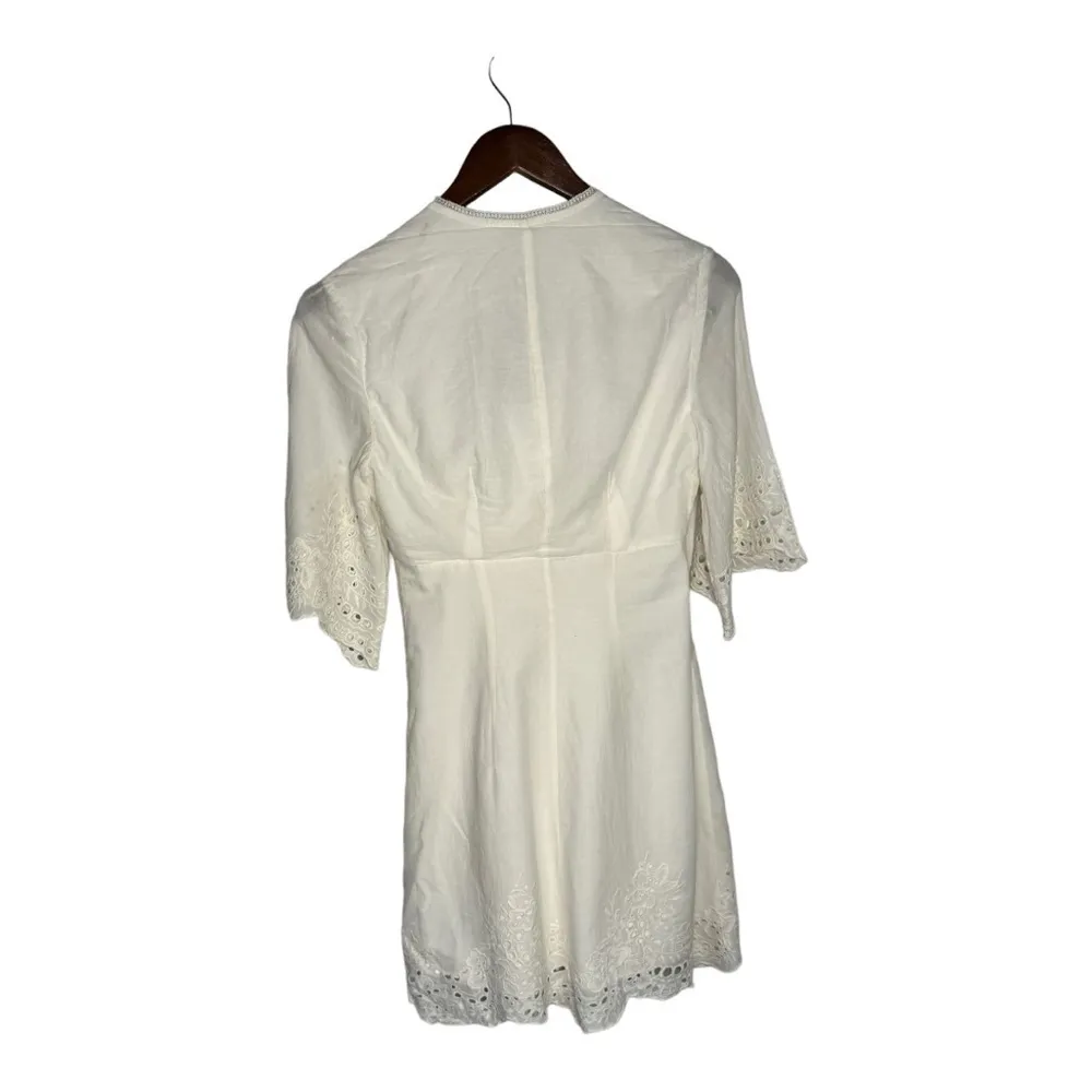 All Saints Una Broderie Chalk White V-Neck Dress Size 4 New - Image 4