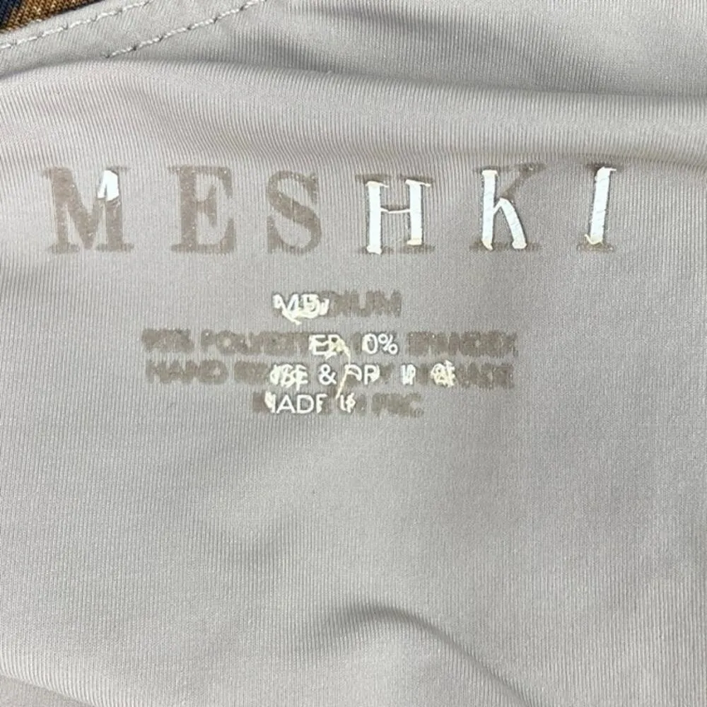 Meshki Brown Animal Leopard Print One Shoulder One Piece Bikini Swim Swimsuit M - Image 4