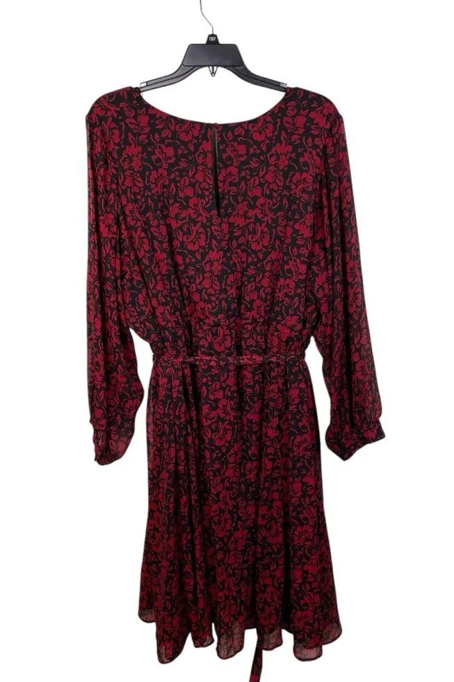 Torrid Midi Crinkle Chiffon Surplice Balloon Sleeve Dress Plus Size 5X Red Black - Image 3