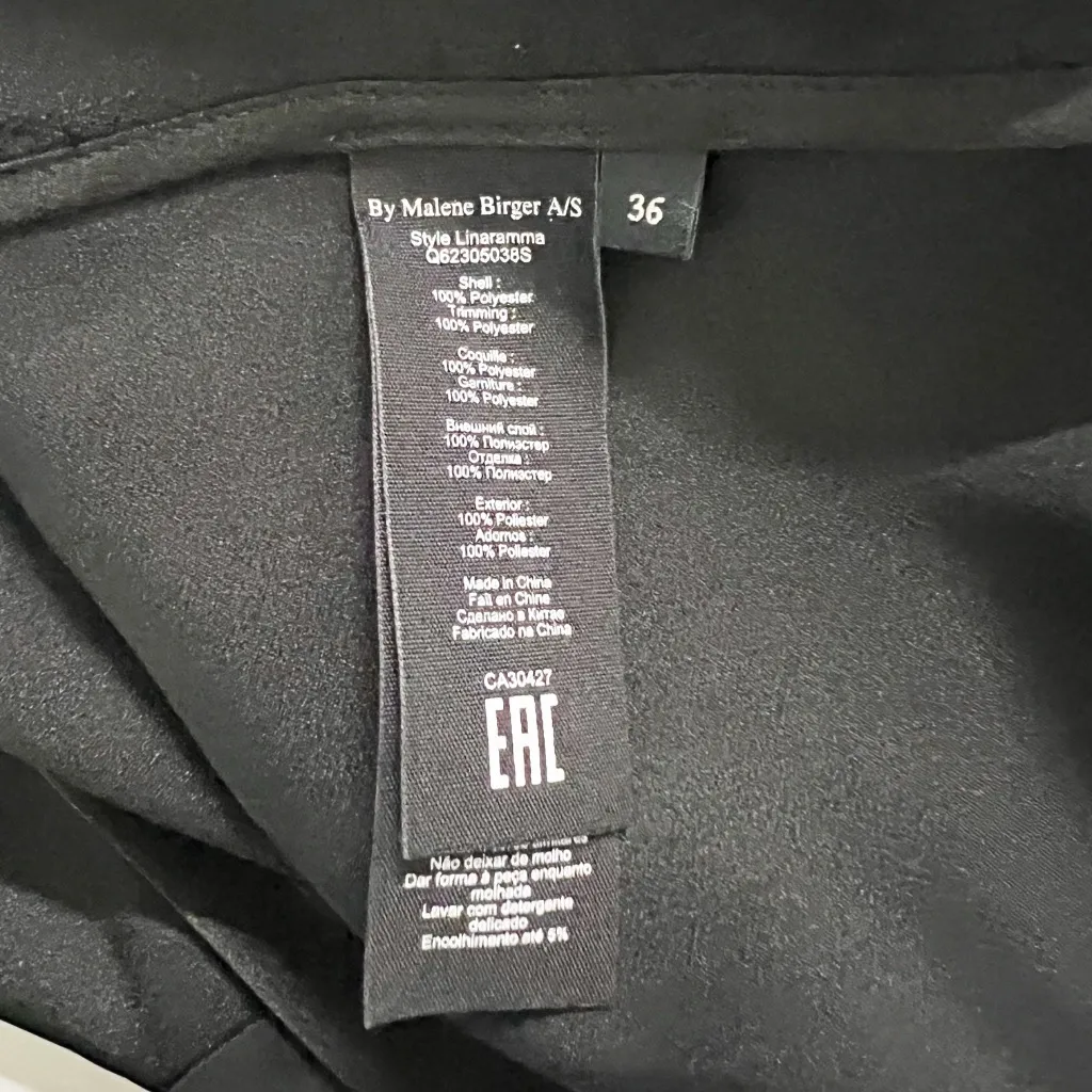 By Malene Birger Linaramma Satin Gathered Pin Tuck Pleated Short Sleeve Blouse S - Image 3