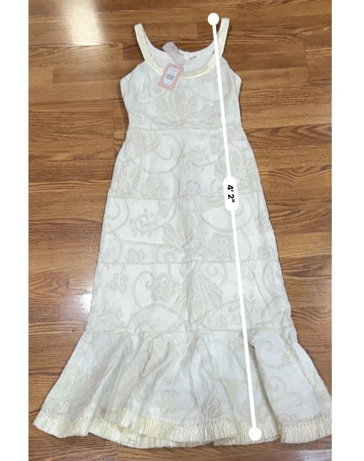 Alexis Zelda Dress Cream Garden Eyelet Embroidered Midi Sleeveless Size Small - Image 10