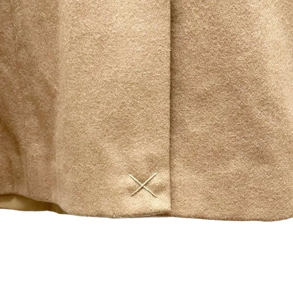 Boston Proper Wool Double Breasted Mid Length Belted Overcoat Camel Tan Size 4 - Image 7