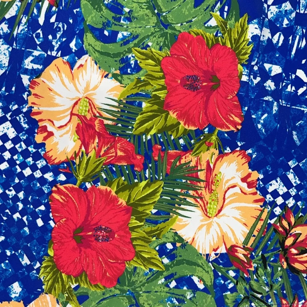 Swimsuits for All Size 32 Tropical Floral Print One Piece Bathing Suit Swimsuit Blue - Image 3