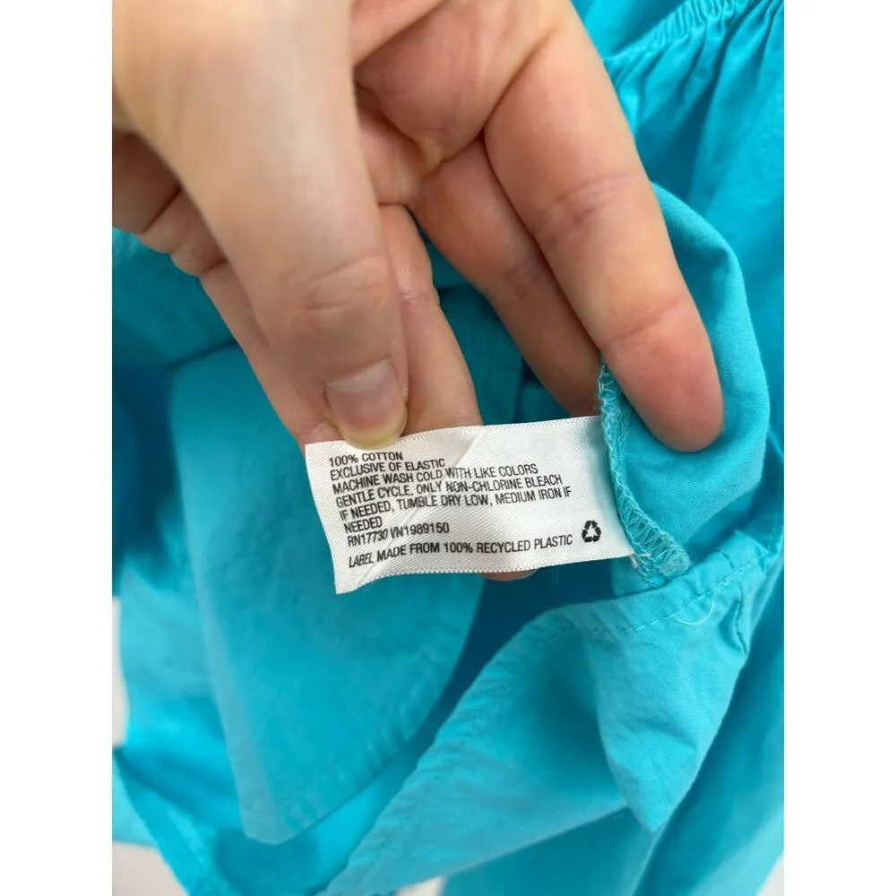 A New Day Dress Womens Large Aqua Puff Sleeve Mini Smocked Cutout Open Back - Image 8