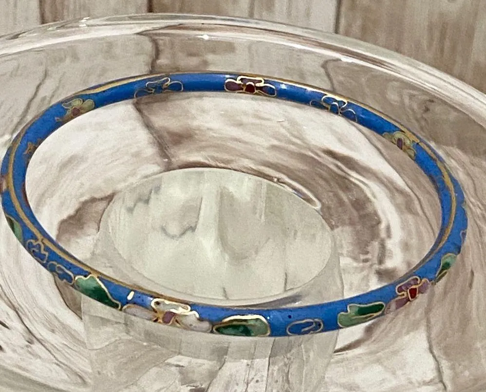 Vintage Cloisonné Skinny Bangle Bracelet - Image 5