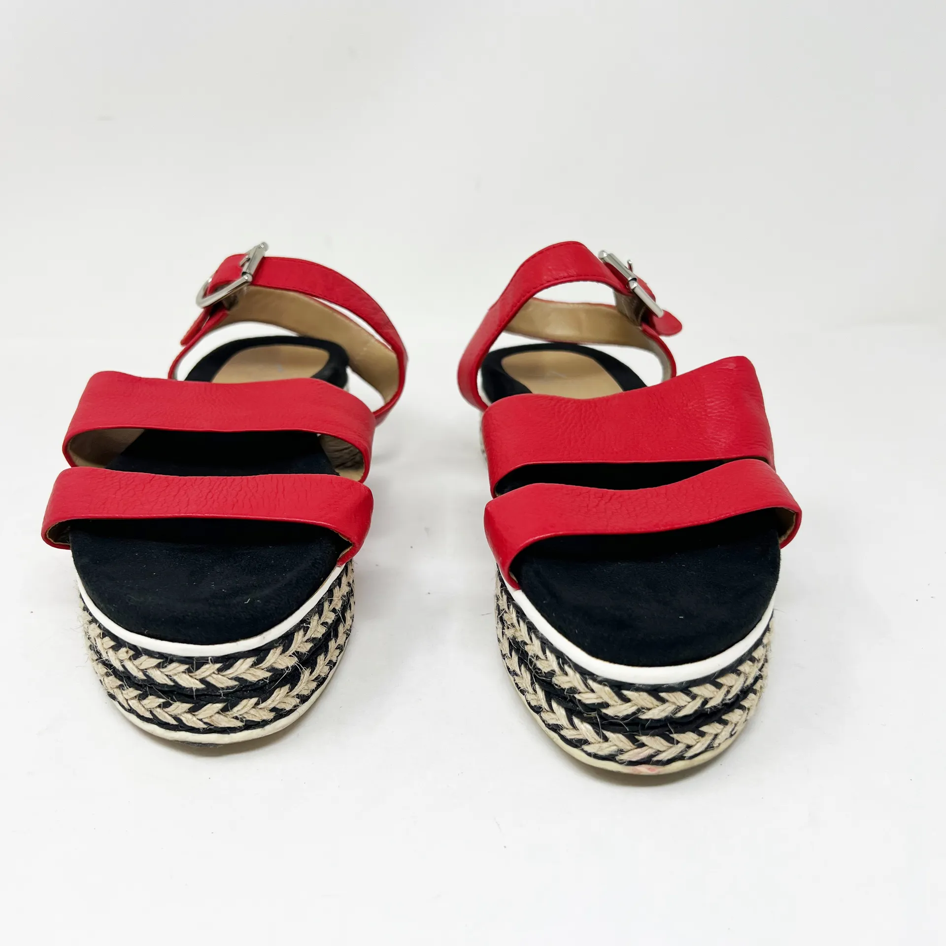 Aquatalia Made In Italy Genuine Leather Strappy Woven Platform Sandals Shoes 7 - Image 2