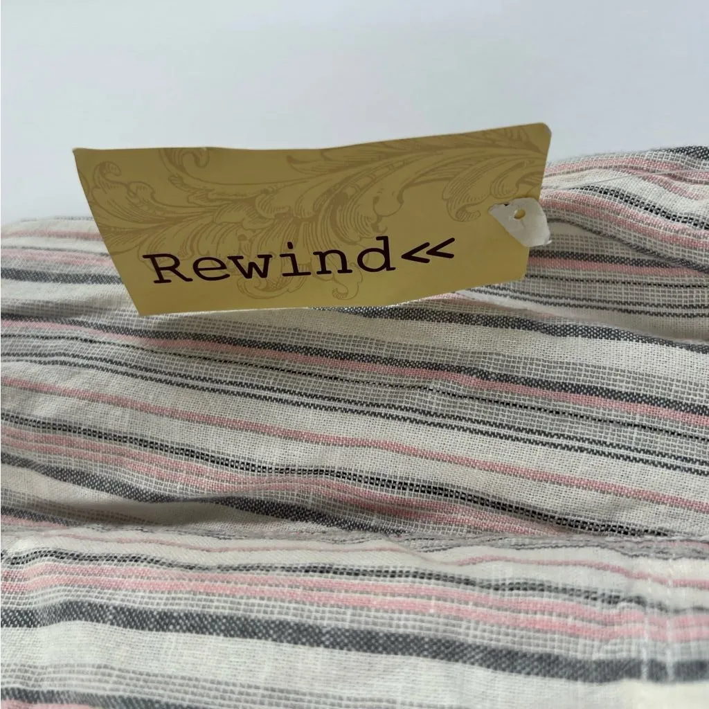 Rewind Striped Linen Blend Drawcord Elastic Waist Straight Leg Pants NWT 3X - Image 11