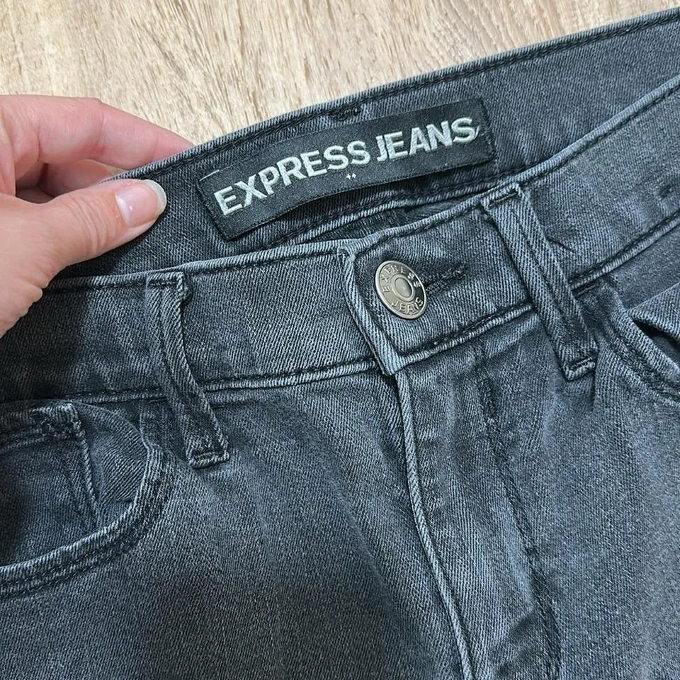 EXPRESS | Washed Black Distressed Skinny Jeans - Image 3