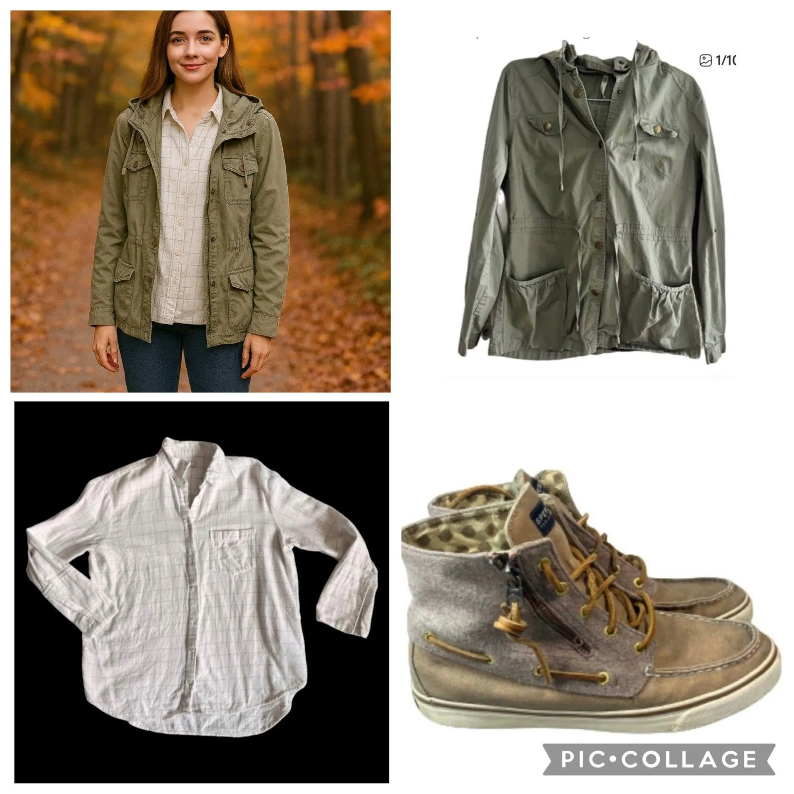 Madewell white gray plaid size small flannel button up - Image 14