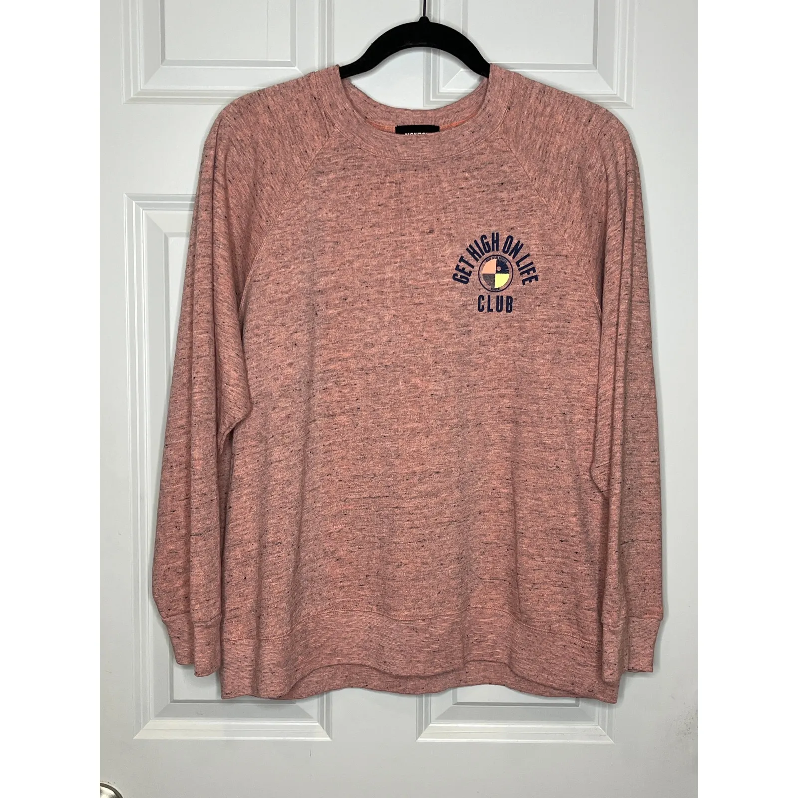 Monrow Get High on Life‎ Heather Pink Sweatshirt Large - Image 2