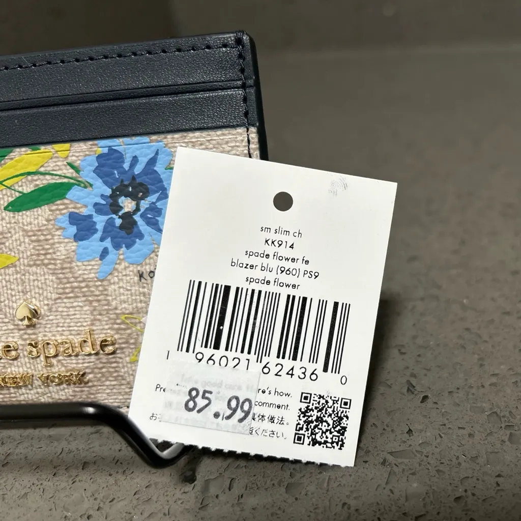 Kate Spade Blue and Yellow Floral Card Holder - Image 3