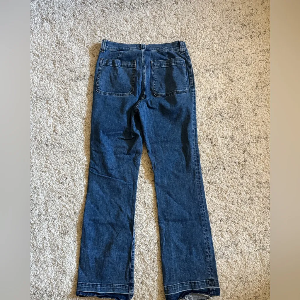 Madewell Mid Rise Kick Out Crop Jeans Size 28 Tall Elkton Wash Front Pockets - Image 9