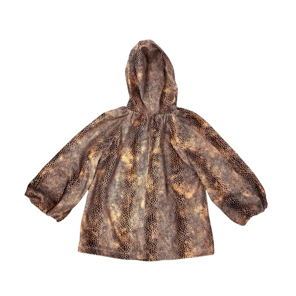 Chi By Falchi Women's Reptile Print Jacket Brown & Pink with Removable Hood Sz M Size M - Image 5