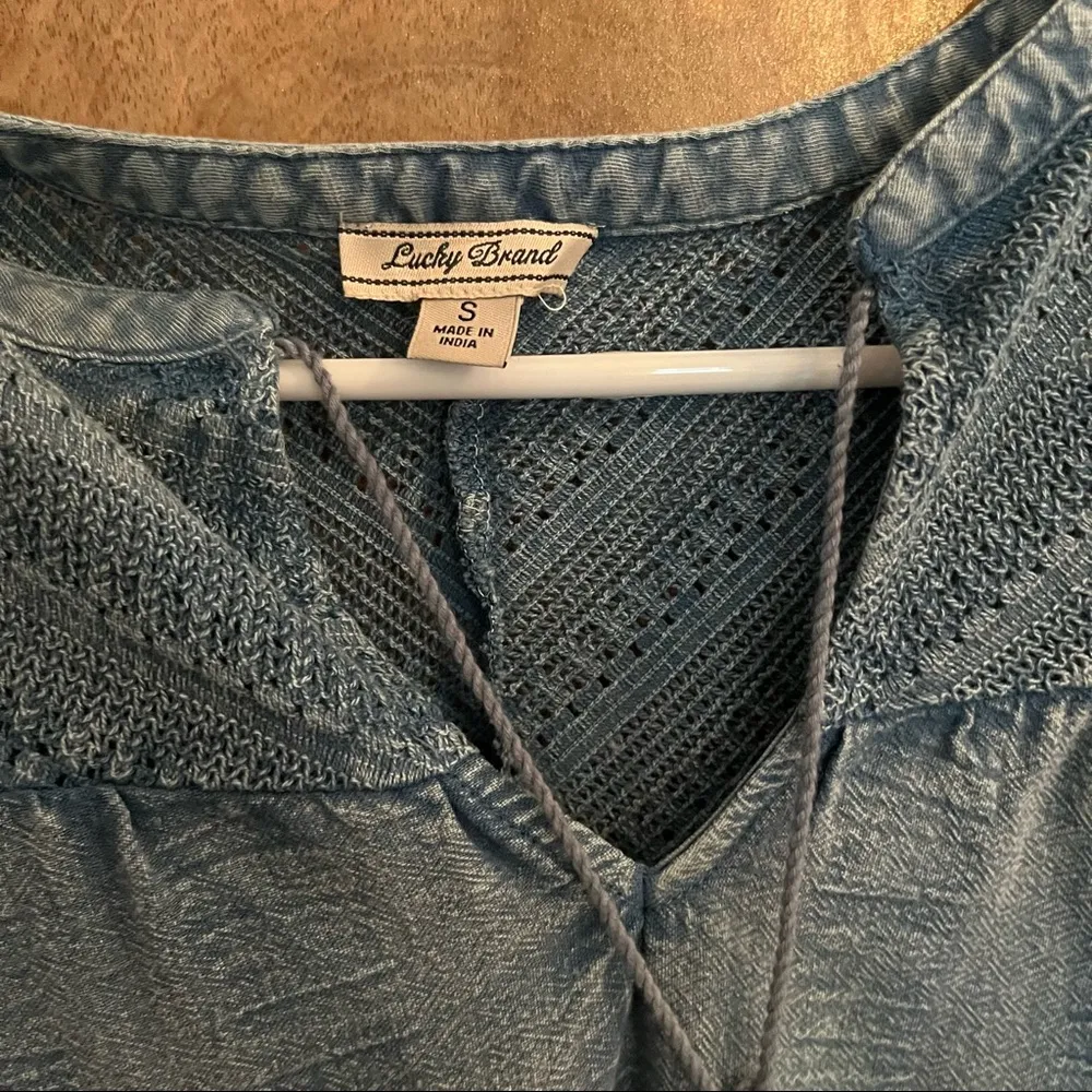 Lucky Brand Chambray Tank with Tassels Small - Image 6