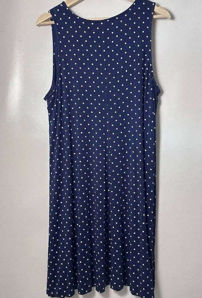 Old Navy Dress Swing Sleeveless Dot Jersey Knit Navy Casual Comfort Beac… - Image 2