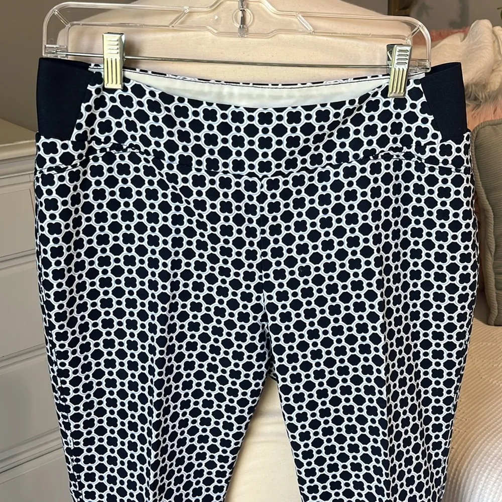Investments Petites Comfy Pull On Pants Navy Print Cotton Stretchy Womens 10 P - Image 4