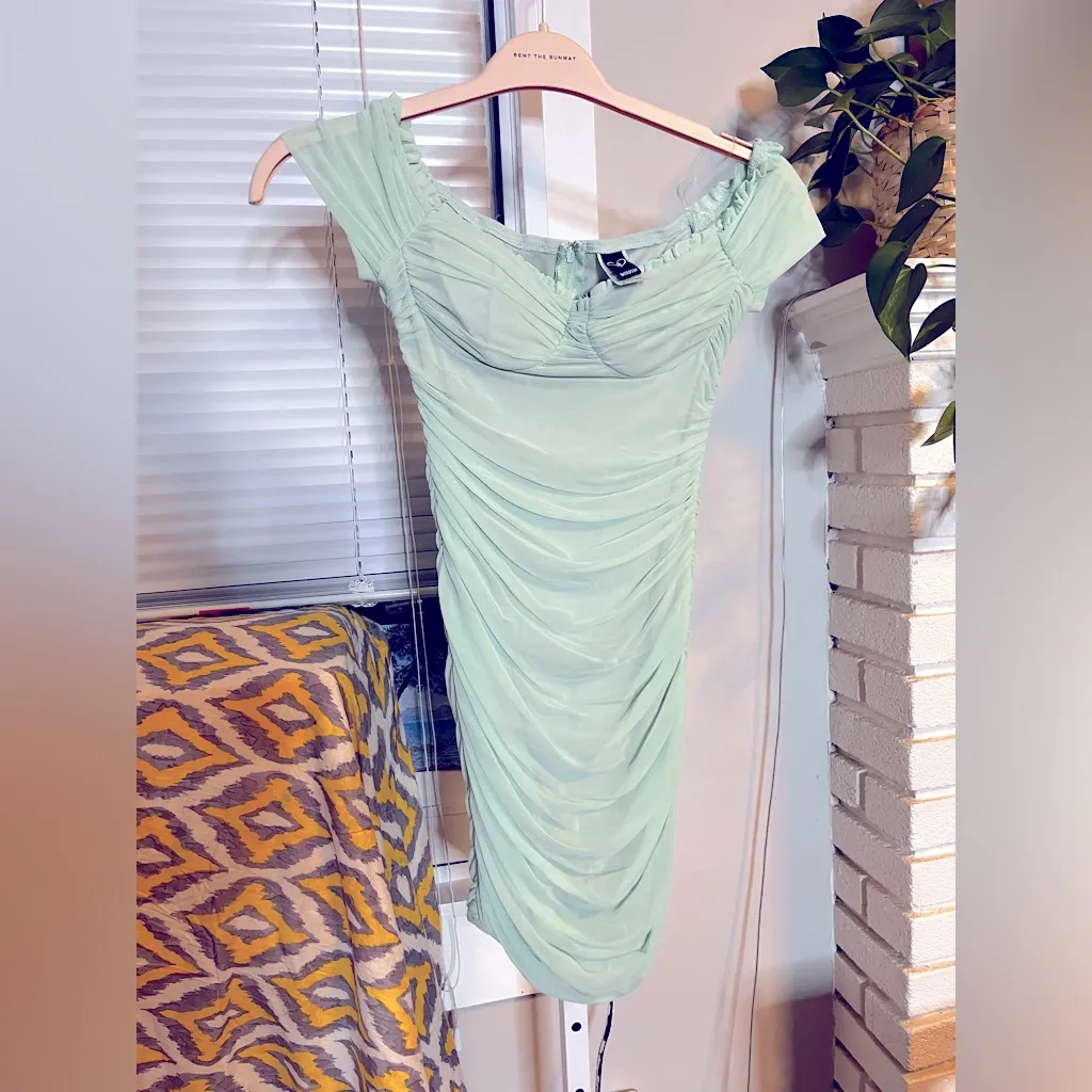 Windsor Barbie Doll Xs Small Mint Green Pastel Tulle Scrunched Bodycon Dress - Image 3