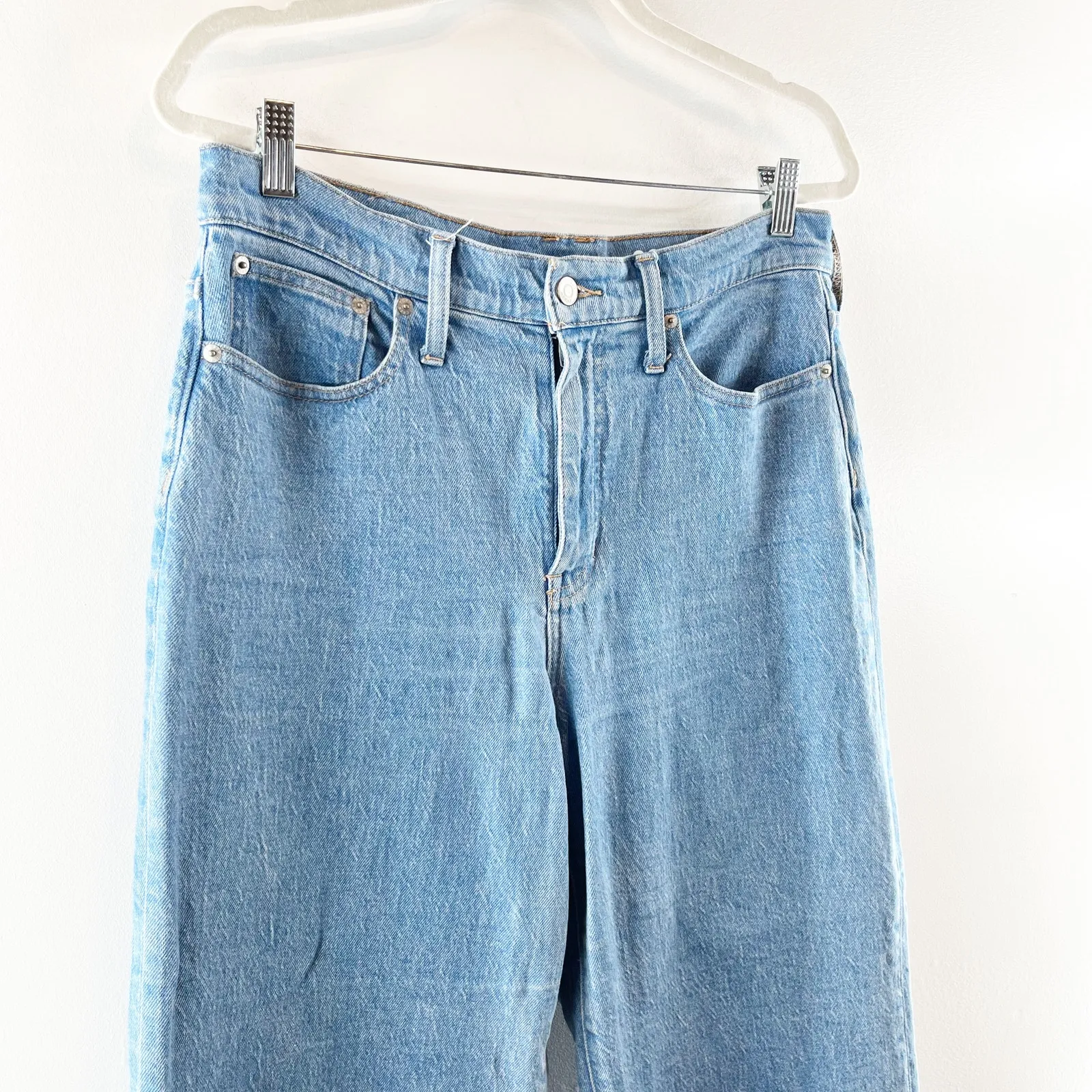 J. Crew Slim High Rise Wide Leg Jeans Light Indigo Wash Blue 30 / 10 - Image 10