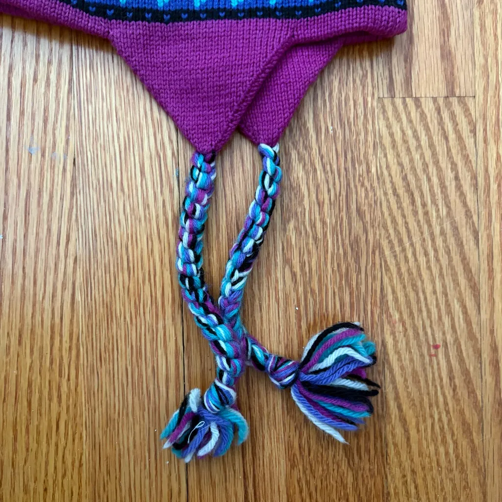 Mountain Ladies & Ewe Warm Hat Tassels Eat Covers 100% Wool Vintage USA Vermont Green - Image 3