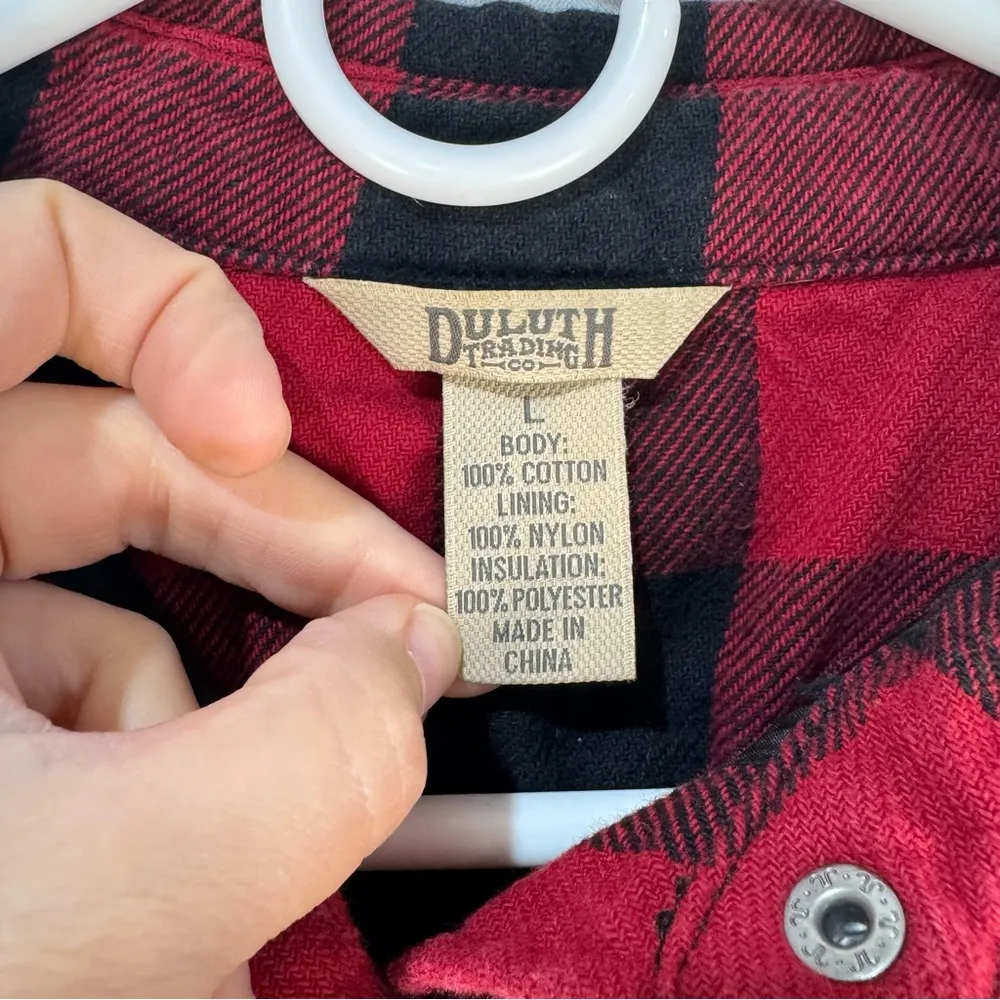 Duluth Trading Co Red/Black Plaid Insulated Chore Jacket Barn Coat Women’s Large Red - Image 6