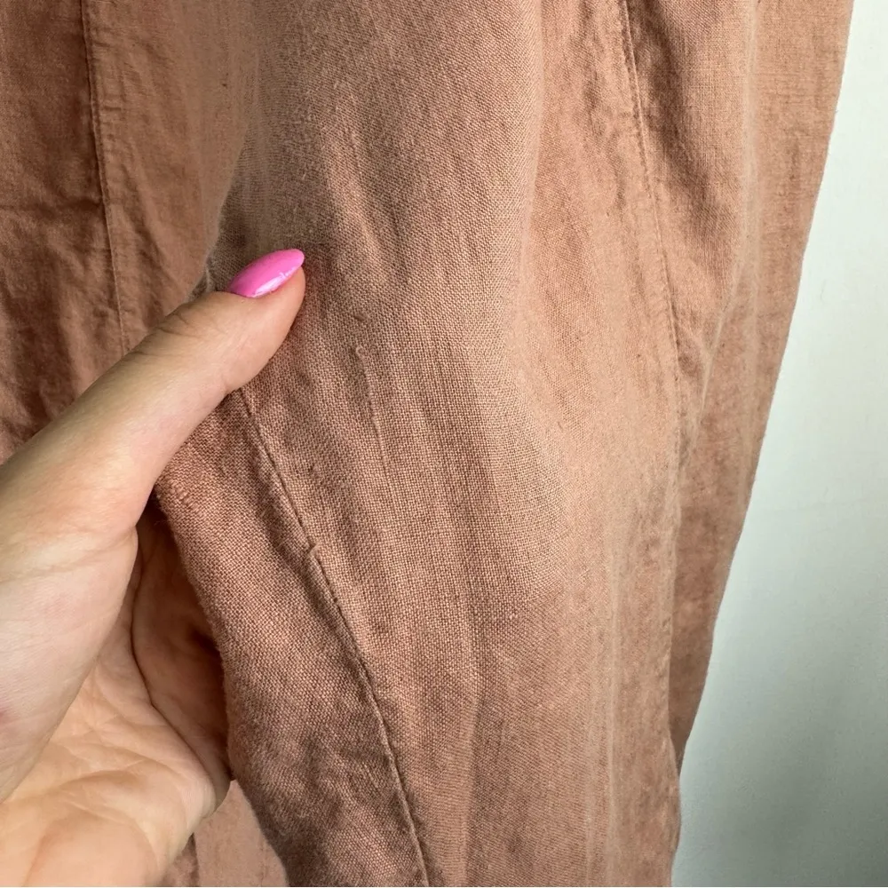 Magic Linen Tapered Cargo Pants Sz XL Rose Pink Elastic Waist Boho Chic - Image 15