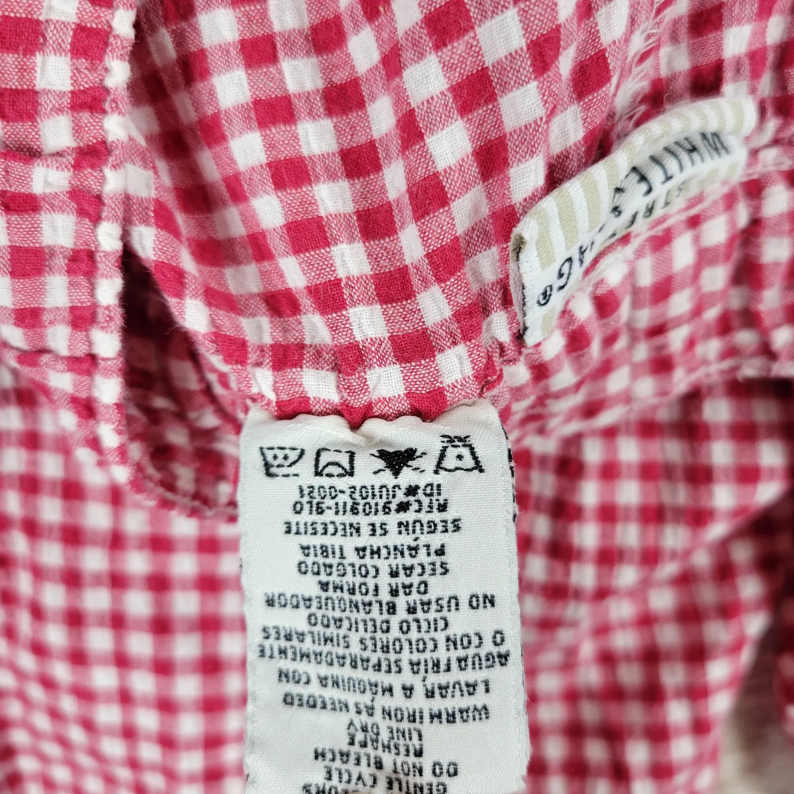 Vintage White Stag Shirt Capri Set Womens 2XL Red Gingham Button Down Pockets - Image 7