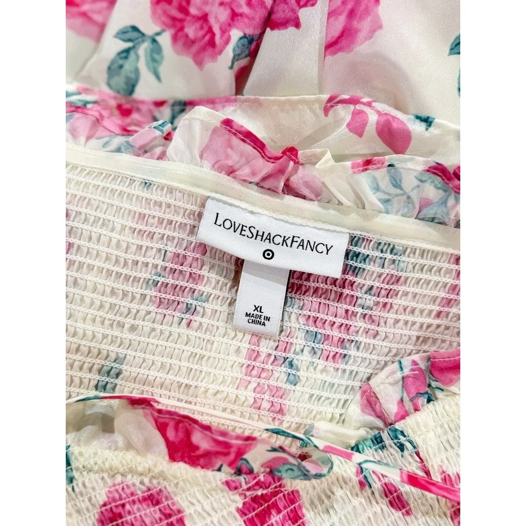 LoveShackFancy Womens Dress Elise Midi Smocked Floral Layered Cottagecore XL - Image 4