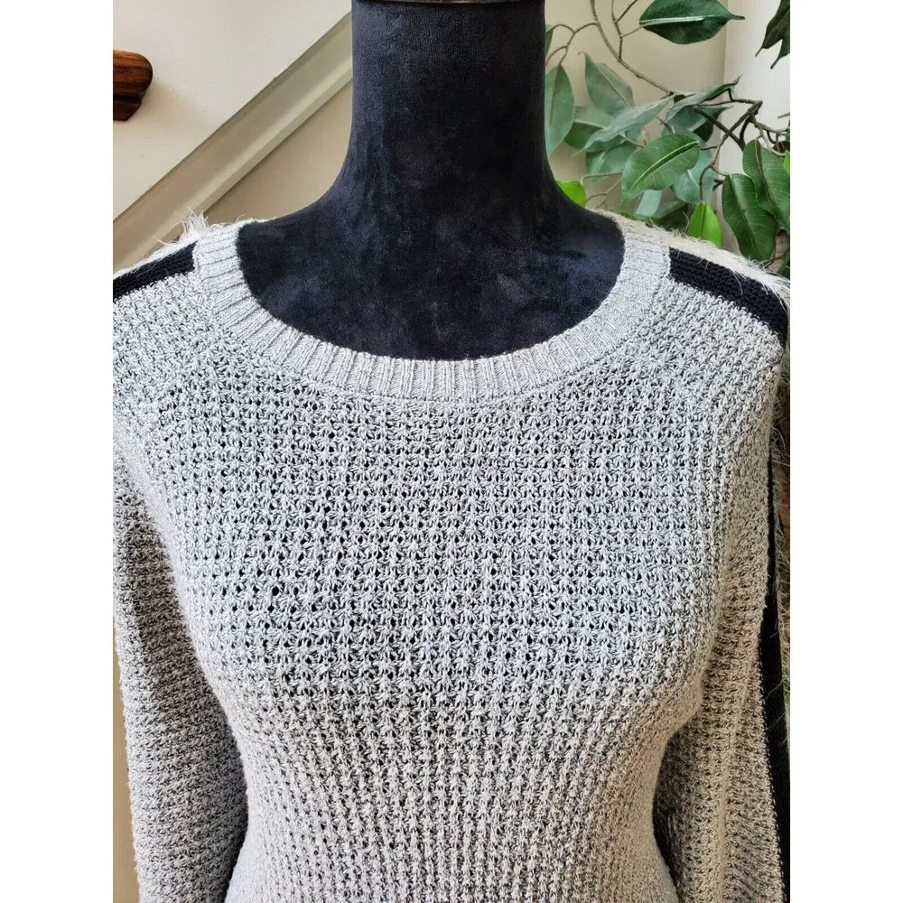 INC Women's Gray Cotton Round Neck Long Sleeve Pullover Knit Sweater Size Large - Image 4