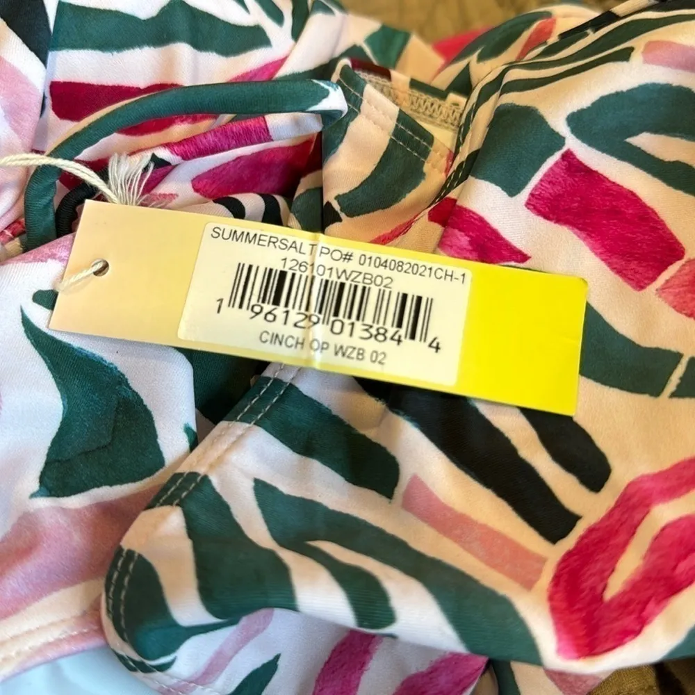 Summersalt The Cinched One-Piece Swimsuit‎ Pink Green White 2 - Image 3