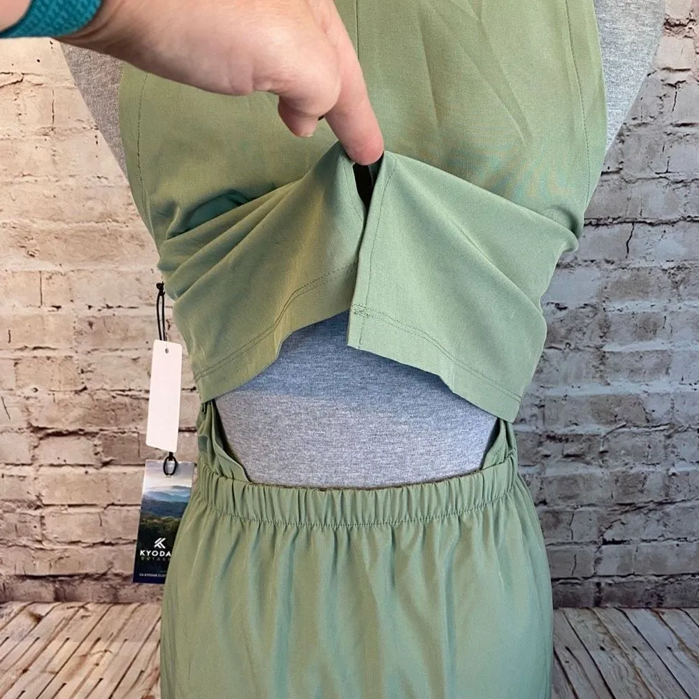 Kyodan Active Womens Sleeveless Dress Layered Zip Side Pocket Green Size Small - Image 9