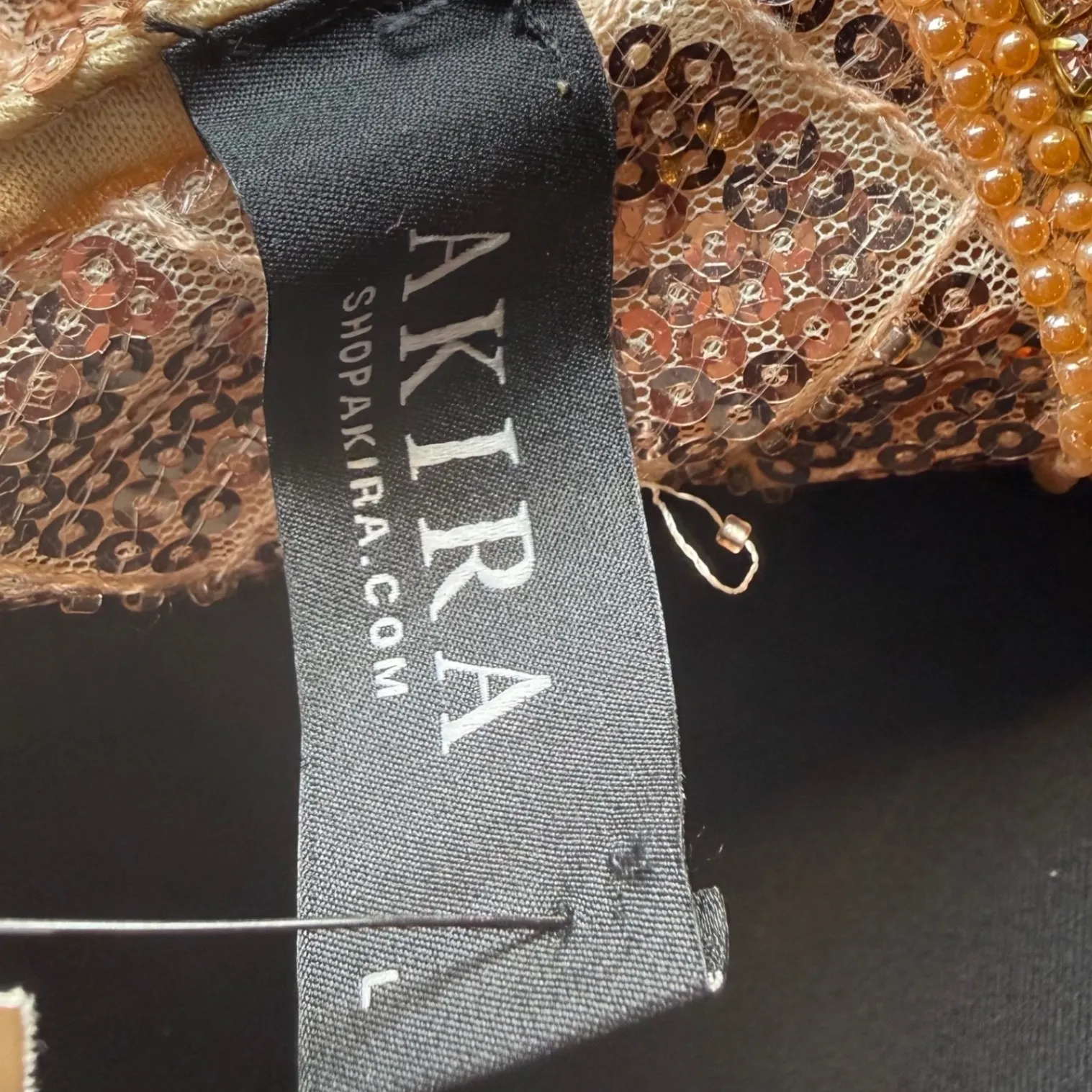 AKIRA Gold Sequin Maxi Skirt High Slit Glamorous Party Evening Wear Size L NWT - Image 3