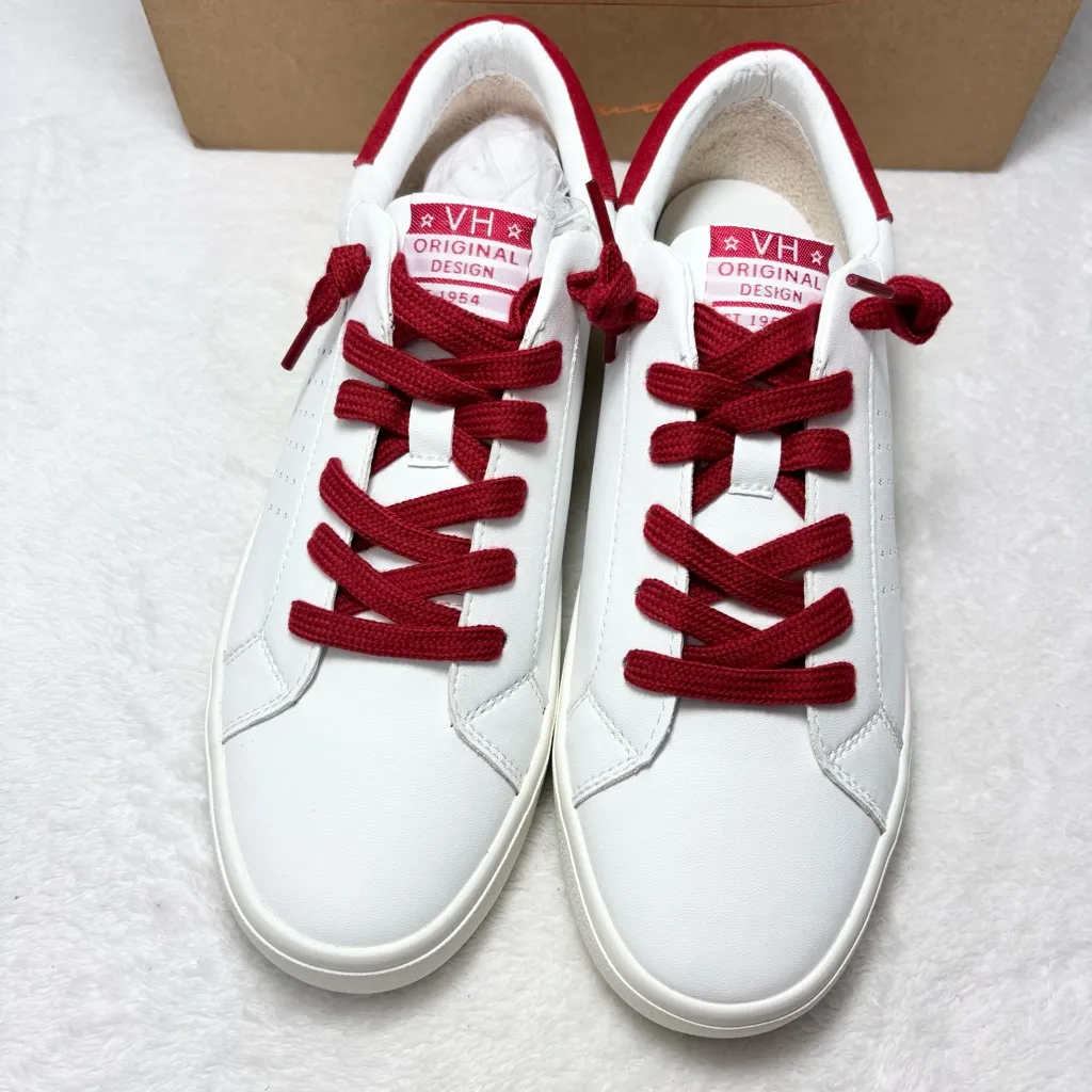 VINTAGE HAVANA Women's Original Perforated Lace Up Sneaker Red and White size 10 - Image 4
