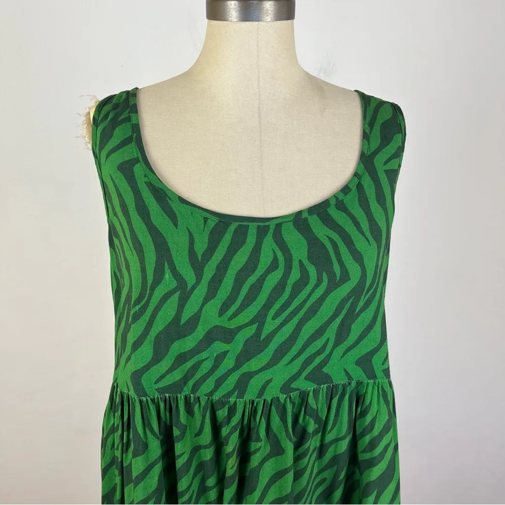 Citrine Green Zebra Print Playa Tank Dress Size M - Image 3