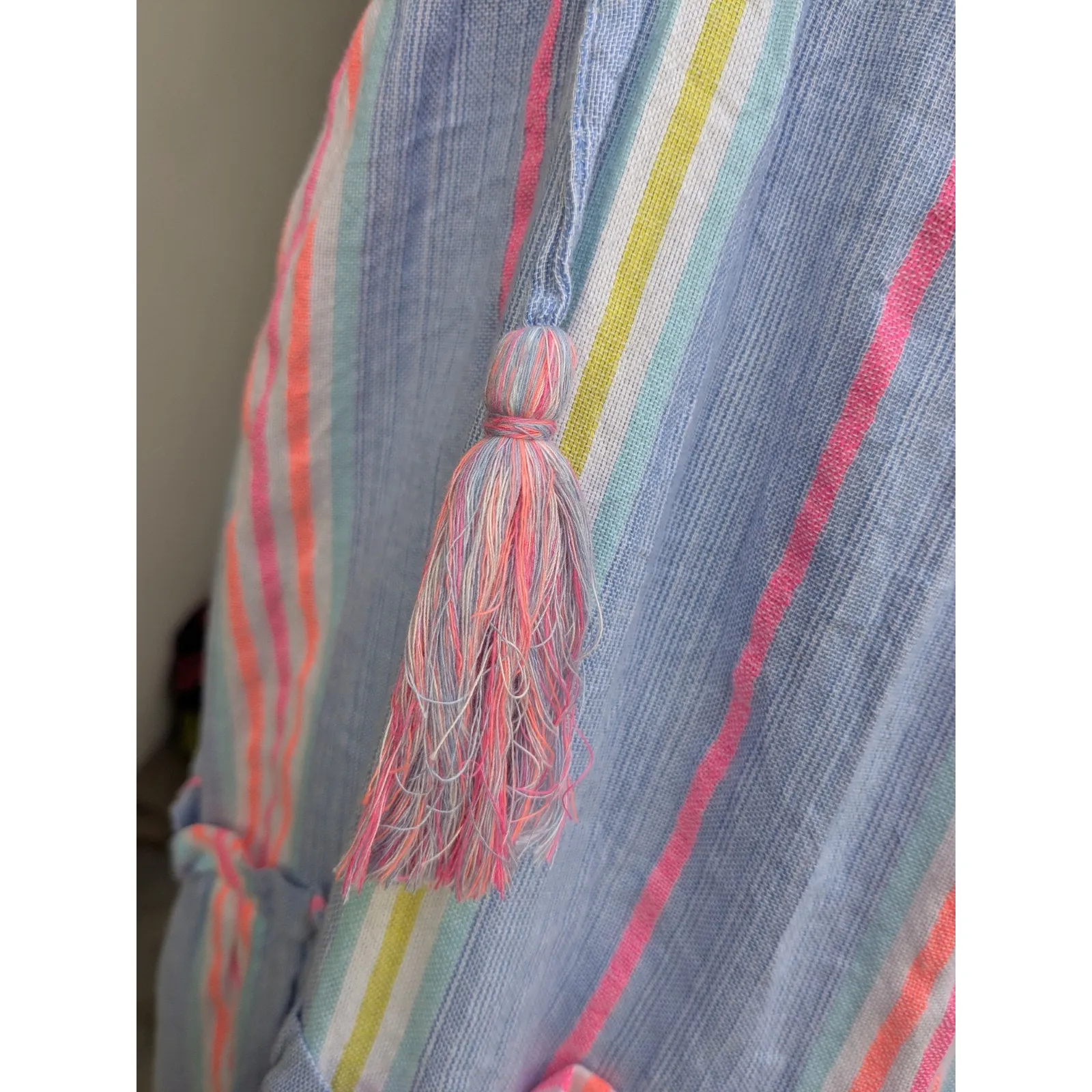 Anthropologie dRA Los Angeles Midi Dress Blue Colored Stripes Size Large - Image 6