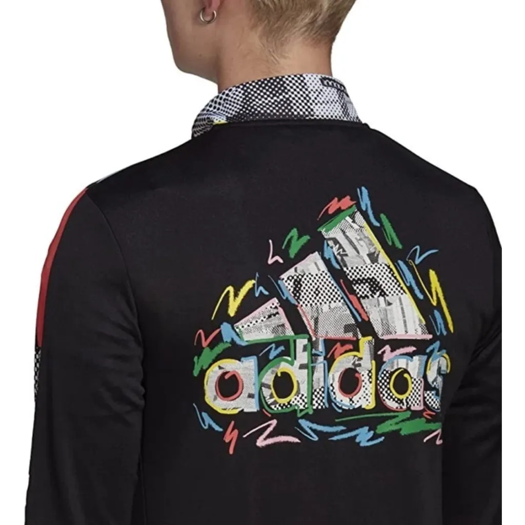 Women's Adidas Trio Pride XL Black Multicolor Aeroready Track Jacket - Image 5
