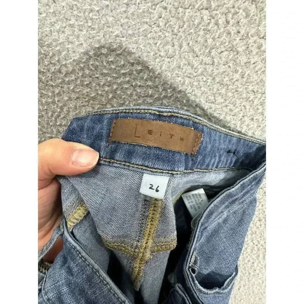 Leith‎ jeans womens 26 blue light wash distressed mid rise skinny stretch - Image 5