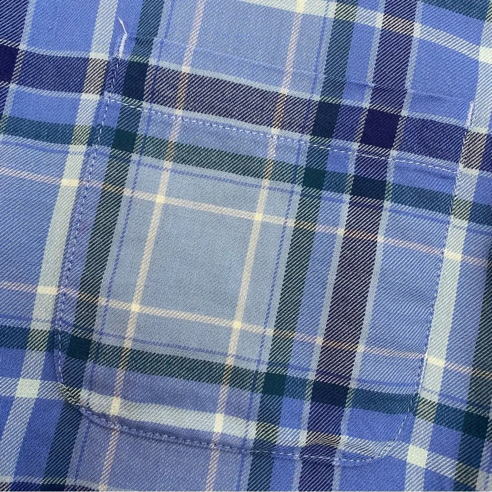 L.L. Bean Fleece-Lined Flannel Shirt Jacket Shacket Snap-Front Plaid Blue - Image 6