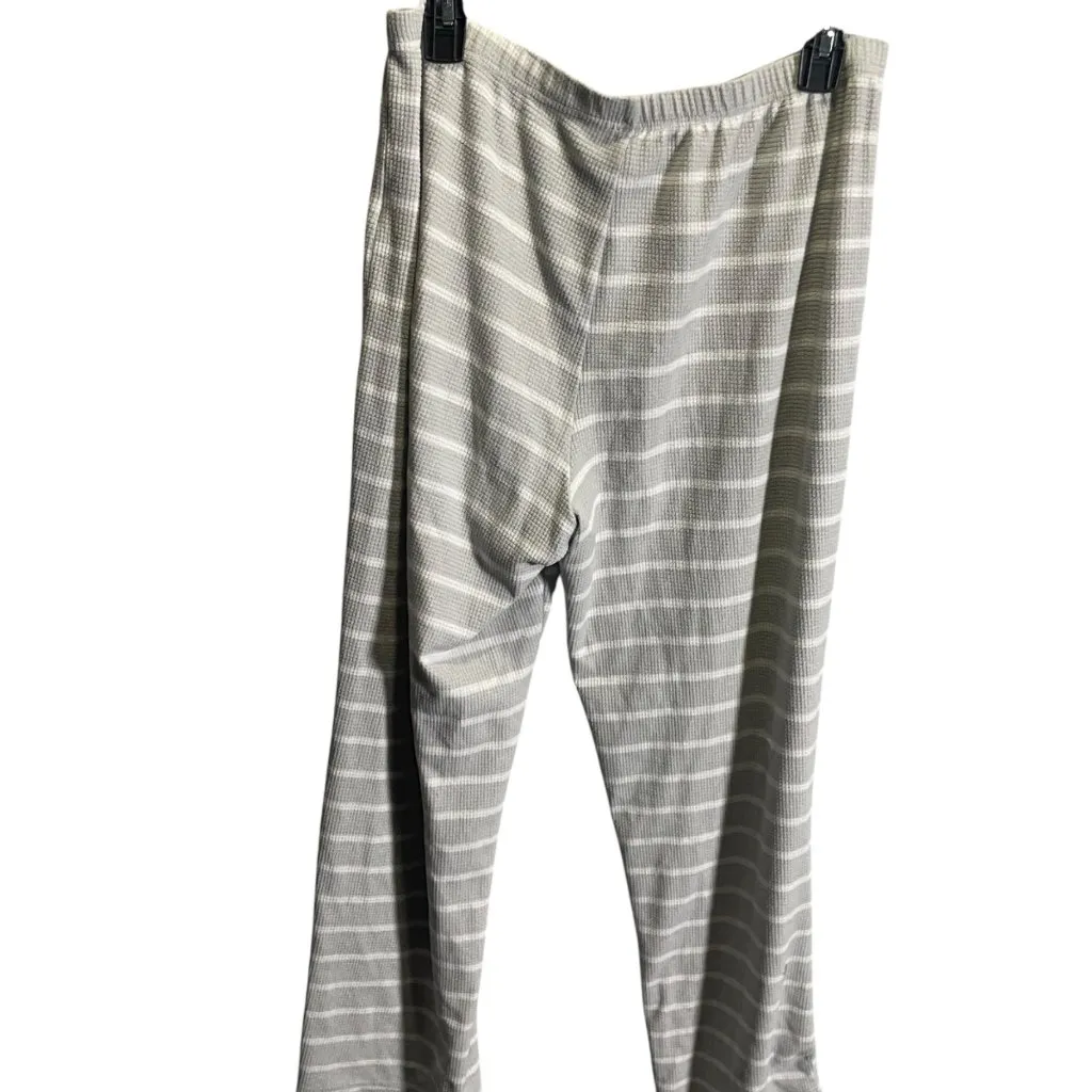 Muk Luks Striped Stretchy Lounge Pants Medium Gray & White Polyester Blend - Image 4
