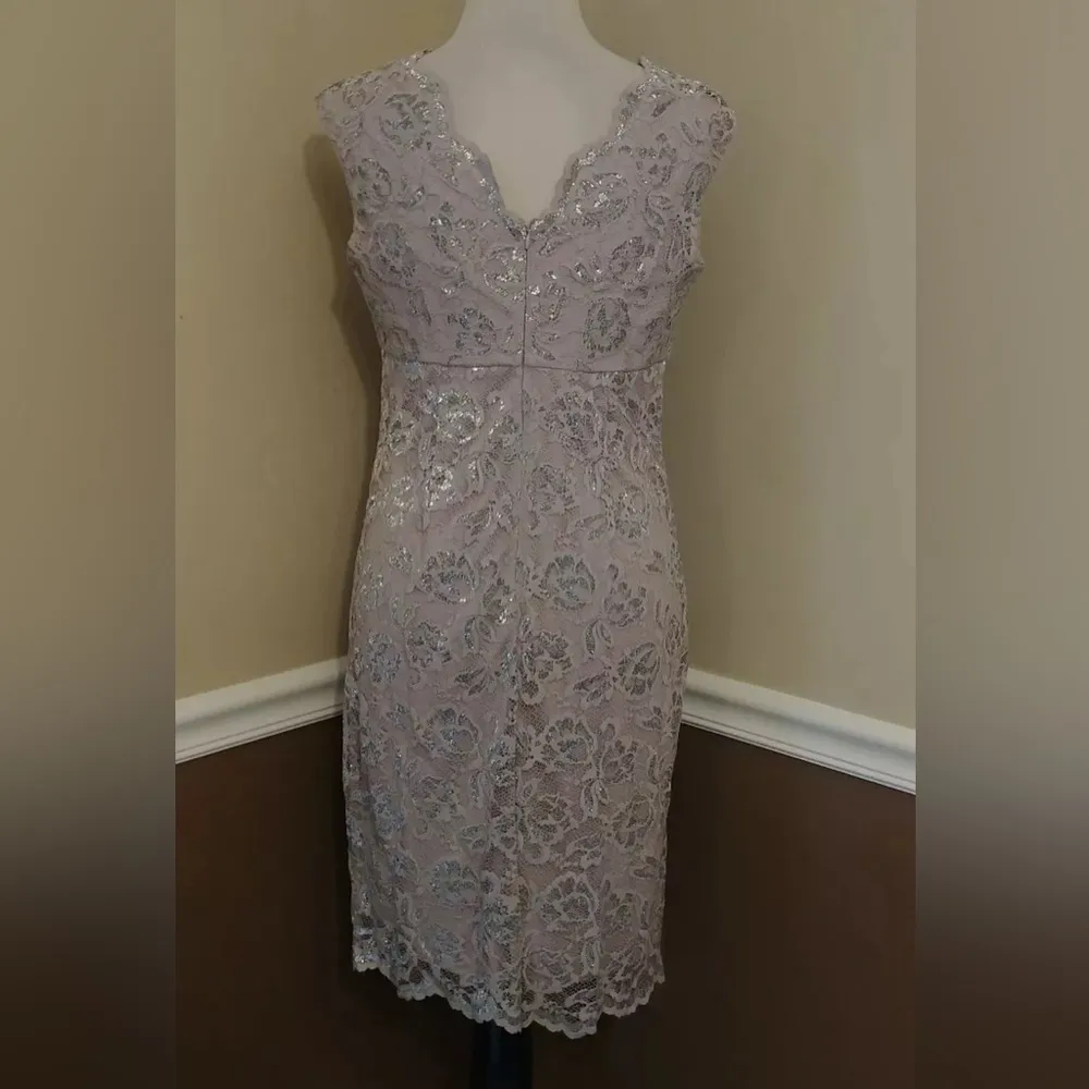 Lilac Silver Lace Cocktail Sheath Formal Cocktail Marina ModCloth Dress Fairy Purple Size 4 - Image 5