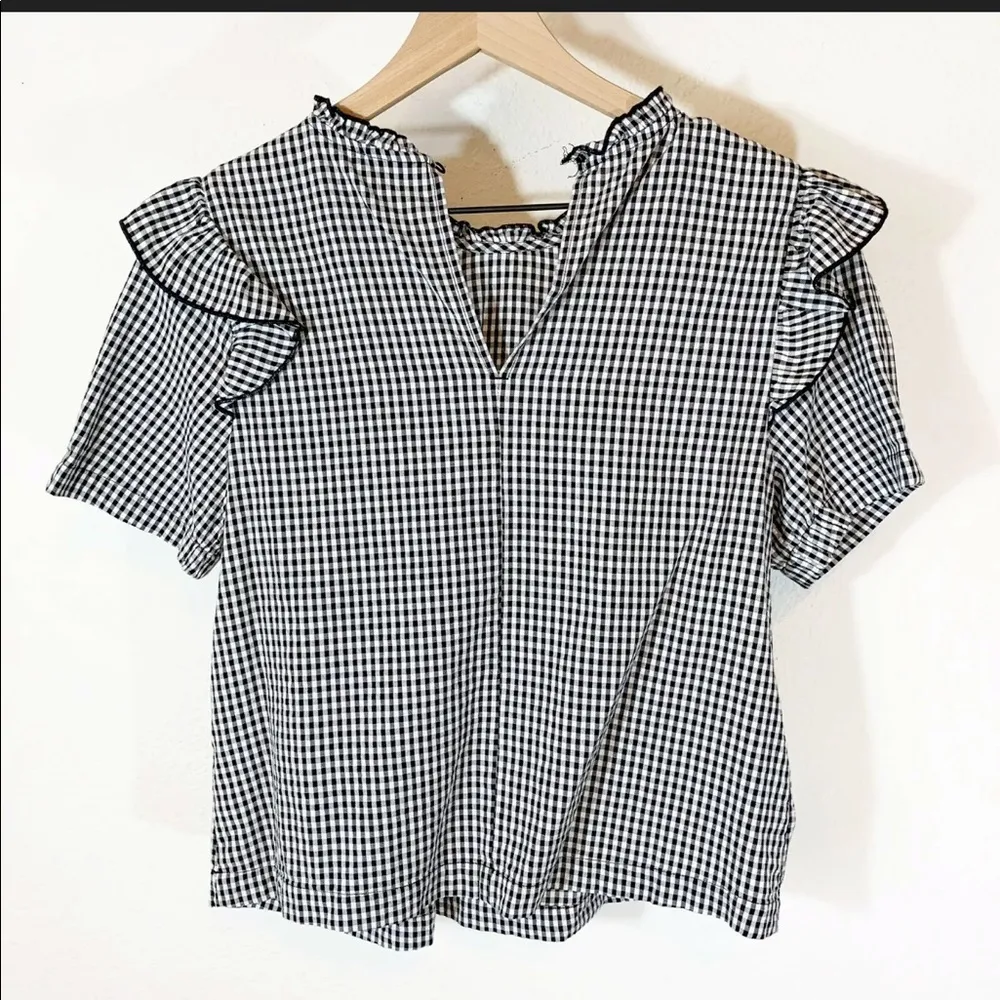 Abound Gingham Embroidered Ruffles Top - Image 3