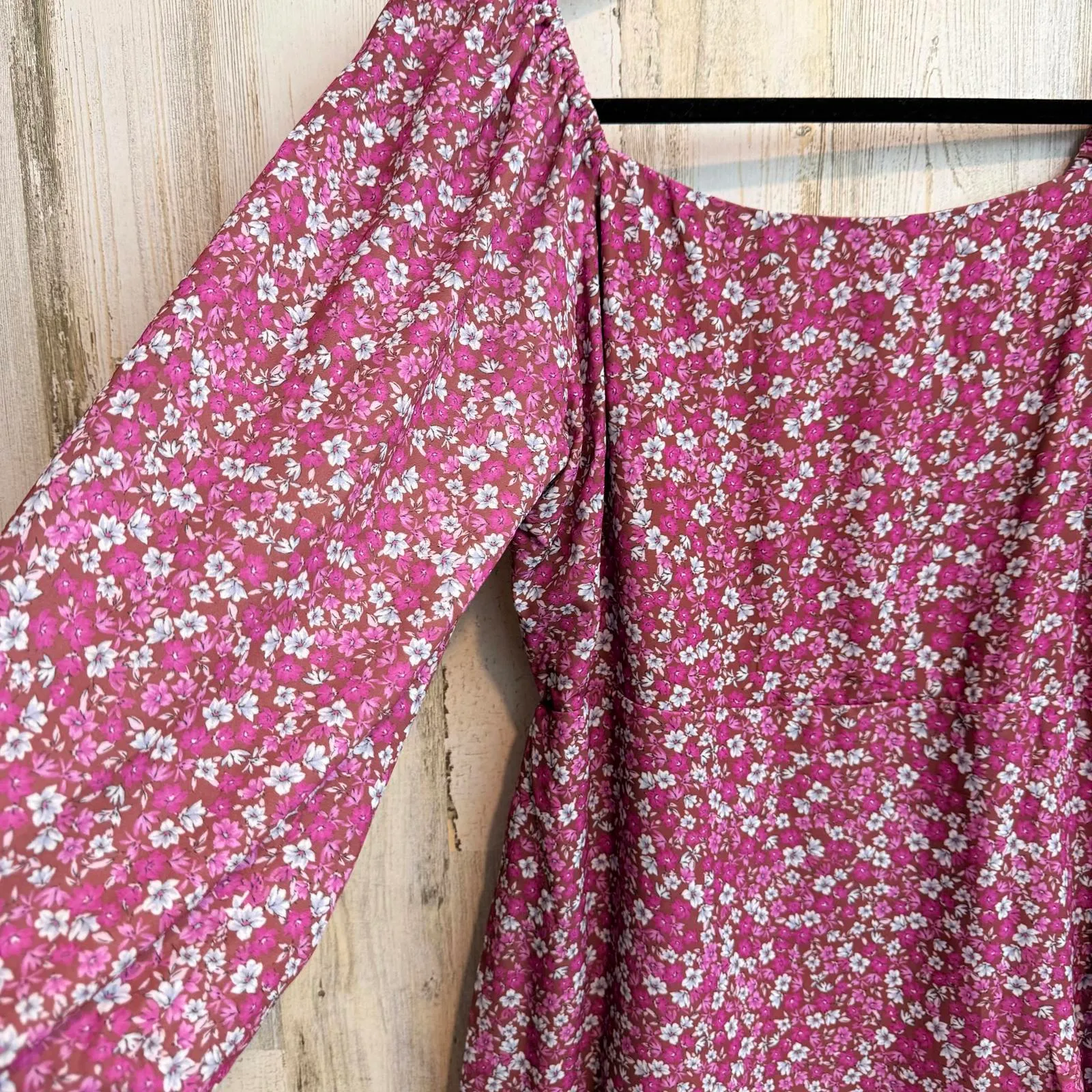 Peach Love Women’s Large Floral Long Sleeve Dress Boho - Image 3